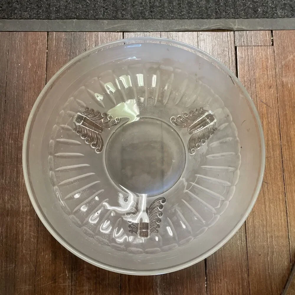 Vintage Footed Frosted Glass 11” Fruit Bowl
